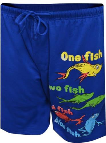 MJC Men's Dr Seuss One Fish Two Fish Blue Lounge Shorts