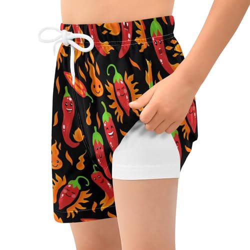 Boys Swim Trunks with Compression Liner Quick Dry Board Shorts with Boxer Brief Bathing Suit 4-14 Years2