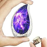 M MEILINXU Urn for Ashes for Women & Man, Small Urns for Human Ashes Keepsake, Tear Drop Decorative Cremation Container, Purple Cosmic Galaxy, Aurora Borealis, Mini Teardrop Urn -Brass Small Keepsake