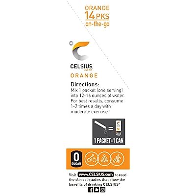 CELSIUS Zero Sugar Energy Drink & Powder Stick Bundle, Orange