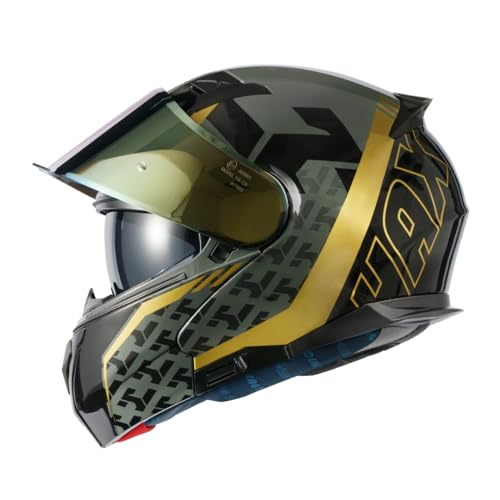 Image of HAX Modular Flip-Up Dual Visor Motorcycle Helmet Adult DOT /ECE Approved