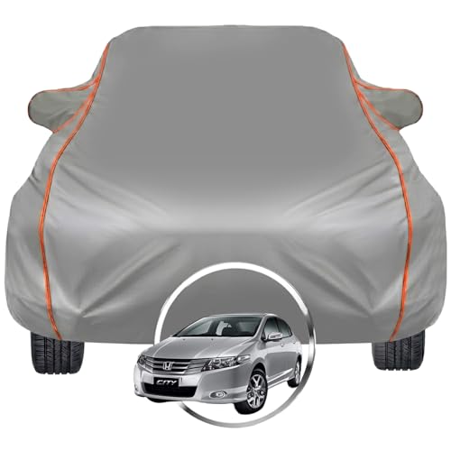 Image of Pivalo Car Cover for Honda City i-VTEC - Fits All Model & Year | 100% Waterproof All-Weather UV & Paint Protection | Premium 3-Layer Fabric | Triple Stitched with Reflective Piping (Grey)