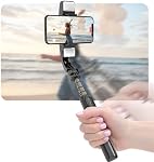 Phone Gimbal Stabilizer, Foldable Handheld Phone Stabilizer Tripod Selfie Stick with Dual Fill Lights, Anti Shake Single Axis Vlogging Stabilizer Built in Extension Rod for