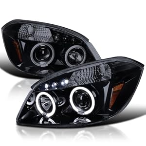 SPEC-D TUNING Projector Headlights Glossy Black Housing Smoke Lens Dual Halo Compatible with 2005-2010 Chevy Cobalt, 2007-2009 Pontiac G5, 2005-2006 Pursuit, Left + Right Pair Headlamps Assembly