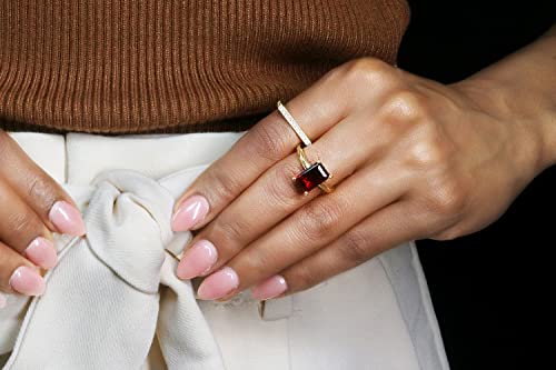 Bague artisanale rectangle en grenat bijoux artisanaux dames taille