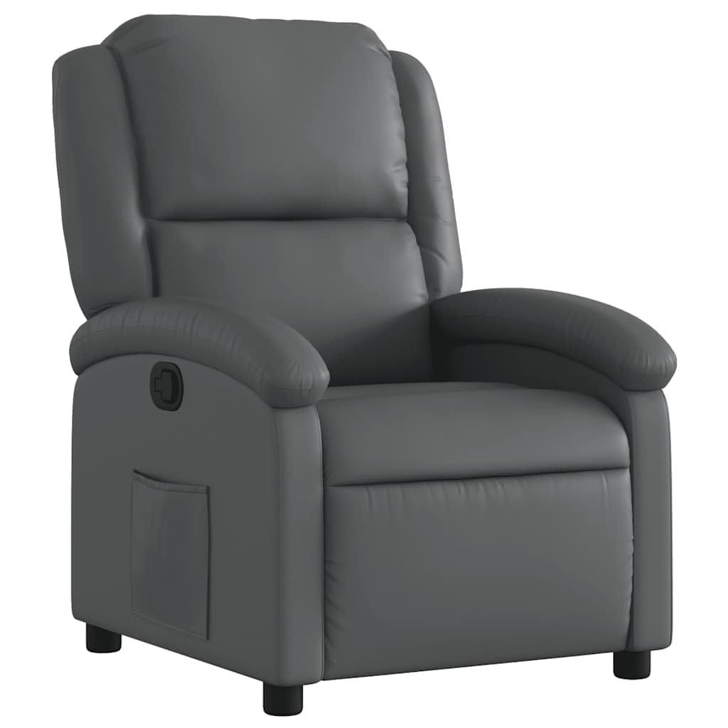 Fauteuil de relaxation manuel en cuir synthétique Gris