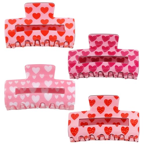 Pinces à cheveux roses motif cœur barrettes cheveux longs bouclés accessoires femme