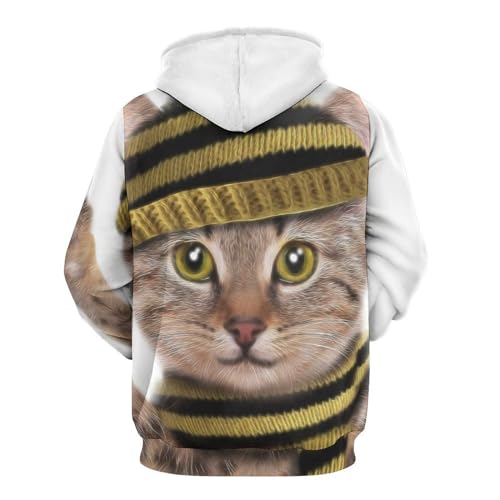 Sweat à capuche chat unisexe UMENG pull confortable noir taille S - 3