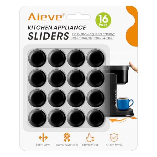 Aieve Black Appliance Slider, 16 Pcs Self Adhesive Appliances Sliders Countertop Caster Wheels, Kitchen Essentials Organization Home Must Have Gadgets