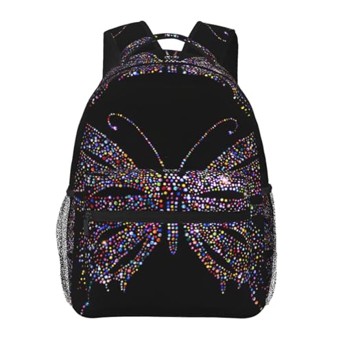 Mochila para laptop EdWal con estampado de mariposa, impermeable y fácil de limpiar para viaje