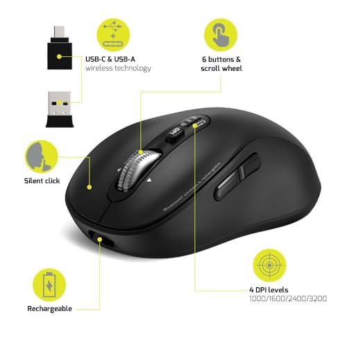Ratón inalámbrico portátil Port Connect con Bluetooth recargable para PC 6