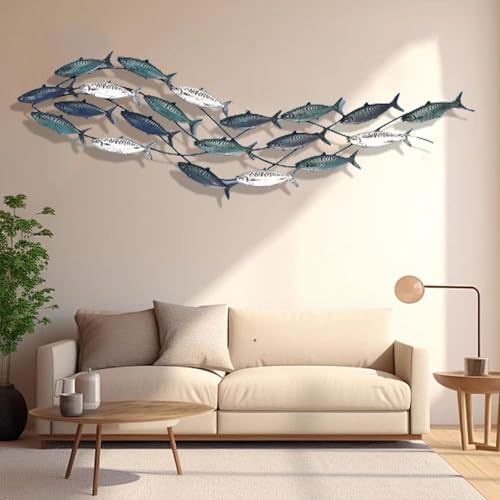 Decorazione da Parete in Metallo, Decorazione da Appendere a Forma di Pesce 3D, Grande Ferro Blu, Oceano costiero, Mare, Pesce in Metallo, Decorazione da Parete, per Soggiorno, Camera da Letto
