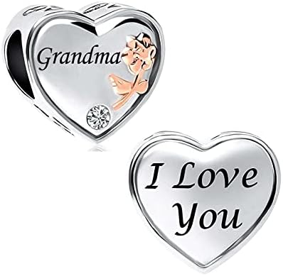 KunBead Jewelry Rose Heart Love Bead Charms for Wife Compatible with Pandora Bracelets