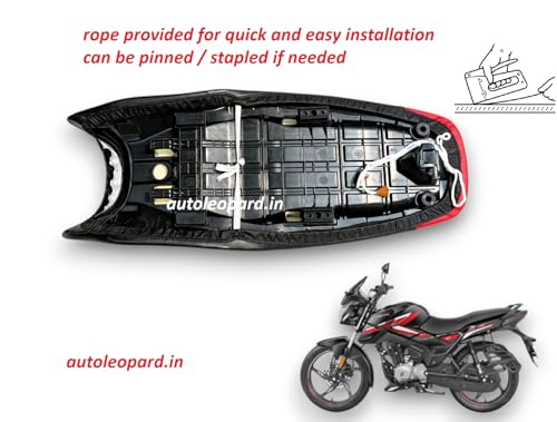Image of Hero Glamour X 125 Bike SEAT Cover,PU Leather,RED Black Colour,Rope PROVIDED Water Proof