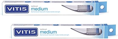 2 Pack - VITIS Toothbrush Medium - Normal Brush Head with Medium Bristle Strength
