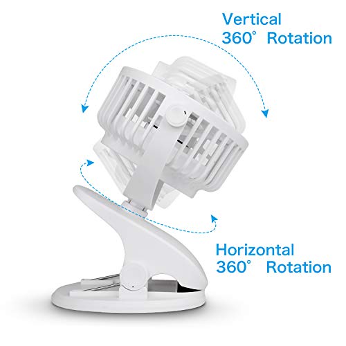 Mieuxbuck Clip On Fan, Stroller Fan For Baby, Mini Usb Portable Fan For Bed, Camping, Travelling With Rechargeable 2500Ma Battery 360° Rotation, White #TOP1