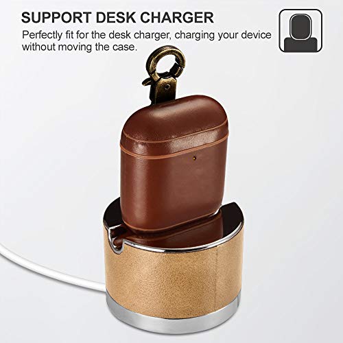 Airpods Leather Case, Icarer Genuine Leather Airpod Case With Keychain And Led Light For Apple Airpods 2 Case & Airpods 1, Support Wireless Charging (Brown) #TOP5