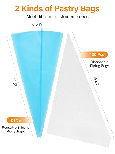 Kootek 178 Pcs Cake Decorating Supplies Kit With Cake Turntable, 42 Numbered Icing Tips (Large & Standard), 3 Icing Comb Scraper, 100+2 Pastry Bags, 12 Baking Cups And Other Baking Supplies Tools #TOP5