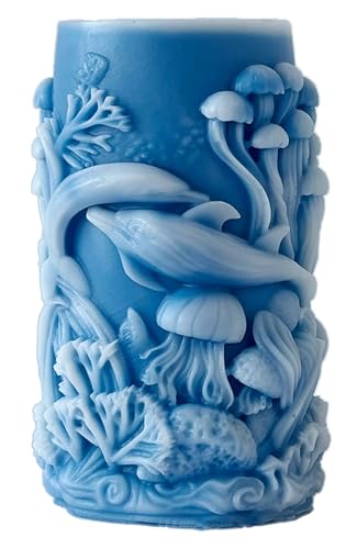Ocean Animal Cylinder Candle & Resin Mold - Resin Casting Silicone Molds for Home Decor & Candle Making Wave Spiral Mold