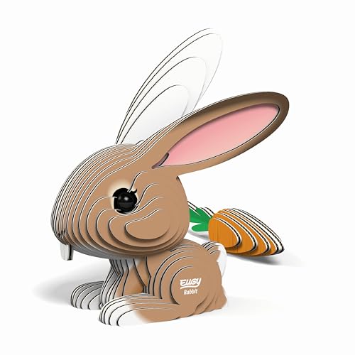 EUGY 650071 Hase, 3D Tier-Puzzle für Kinder und Erwachsene zum Zusammenbauen, DIY Tierfigur, Bastelset ab 6 Jahren