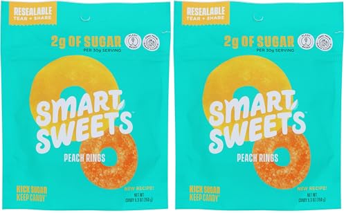SMART SWEETS Peach Rings, 5.3 OZ (Pack of 2)