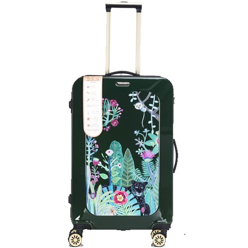 FANTANA New 360 Degree 4 Wheel ABS Premium Hard Shell Suitcase with Anti Theft Vanity Case, Cabin Medium Large Extra Large Suitcase (Medium, Green)