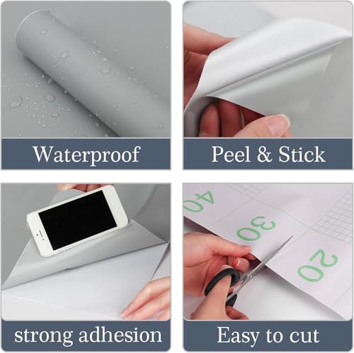 Image of Light Gray Peel & Stick Vinyl Contact Paper - Self Adhesive Removable Wallpaper for Kitchen Cabinet, Furniture, Countertop - Waterproof 2 x 20 Feet