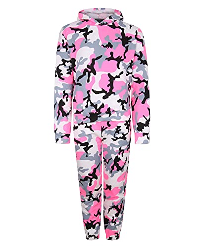 LOTMART Survêtement à capuche pour enfant Camouflage fluo - Rose - 13-14 ans Cover