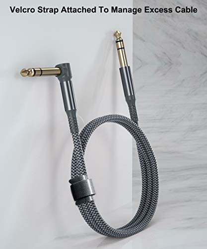 Elebase E/ANGLE/GUITAR/CABLE/GRAY/2P/20FT 1/4 Inch Trs Instrument Cable 20Ft 2-Pack,Right-Angled To Straight 6.35Mm Male Jack Stereo Audio Cord,6.35 Balanced Interconnect Line For Electric Guitar,Bass,Keyboard,Mixer,Amplifier,Speaker thumb #4