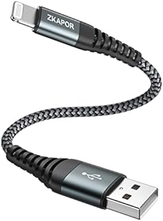 ZKAPOR iPhone Cable Short 1FT/30CM, [MFi Certified] Lightning Cable Nylon iPhone Fast Charging Cable Compatible with iPhone 13/12/ 11/ Pro/Max/XR/XS/Max/X/ 10/8/ 7/6/ Plus/SE/ 2020 -Grey