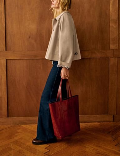 Yeokou Women Oversize Trench Coat Plaid Lining Lapel Button Down Casual Crop Jacket Outwear with Pockets4