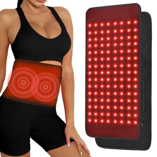 Red Light Therapy for Body, Infrared Red Light Therapy Waist Weight Loss Belt with Timer, 660nm/850nm LED Bead Wearable Wrap for Back Knee Hip Shoulder Muscle Relaxation 17.8