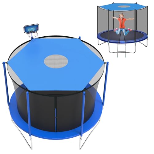 CEWROM Trampolin Überdachung Abdeckung, Blau Trampolin Sonnenschutz Abdeckung Ø 244cm für 6-Stangen-Trampolin,UV-Beständige Wasserdichte Trampolin Sonnenschutz Abdeckung