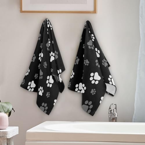 2packblackwhitegreyhandtowelsforbathroomsoftabsorbentdogcatpawgraytowelsforkitchencuteanimalpetfootprintdecorativeguestbathroomtowelsforbathfaceshowergym14x28  Urban Country Home Decor 2 pack black white grey hand towels for bathroomsoft absorbent dog cat paw gray towels for kitchencute animal pet footprint decorative guest bathroom towels for bathfaceshowergym 14×28  urban country home decor