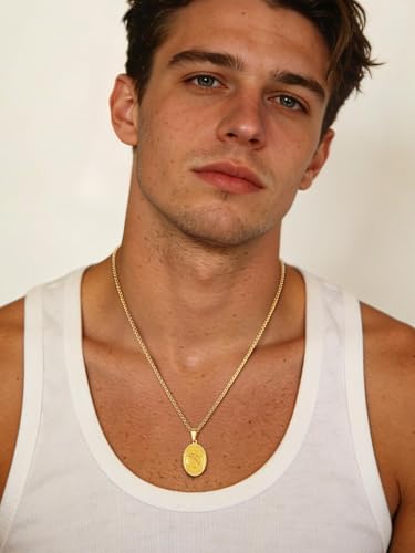 Image of U7 Saint Michael Necklace for Men,Stainless Steel /18K Gold Plated St Michael Archangel /Saint Benedict /Saint Christopher Pendant Amulet Necklace for Men Women