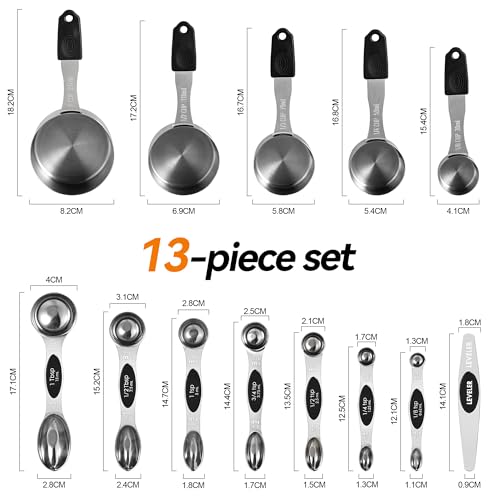 BINGBING Set de Vasos y Cucharas Medidoras Magnéticas de Acero Inoxidable miniatura 2