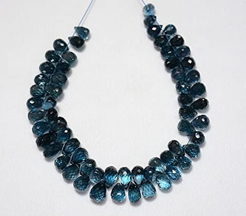 London Blue Topaze briolettes gouttes facettées 6x8mm pour enfilage et création bijoux
