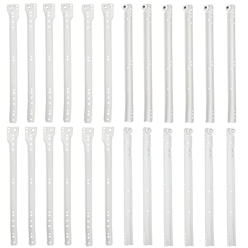 MOUYAT 6 Pairs 16 inch Bottom Mount Drawer Slide, Heavy Duty Drawer Rails with Mounting Screws, Replace Drawer Track Hardware, Fits Bottom/Side-Mounted Drawer, White
