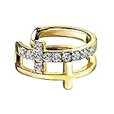 beyoutifulthings Ohr-klemme DOPPEL KREUZ PAVÉ ZIRKONIA clear Ohringe Ohr-ringe Ohr-clip Fake-Piercing Messing Gold