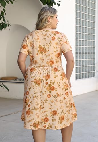 Image of Nemidor Women Plus Size Casual Dress Midi Flt Flare Pocket