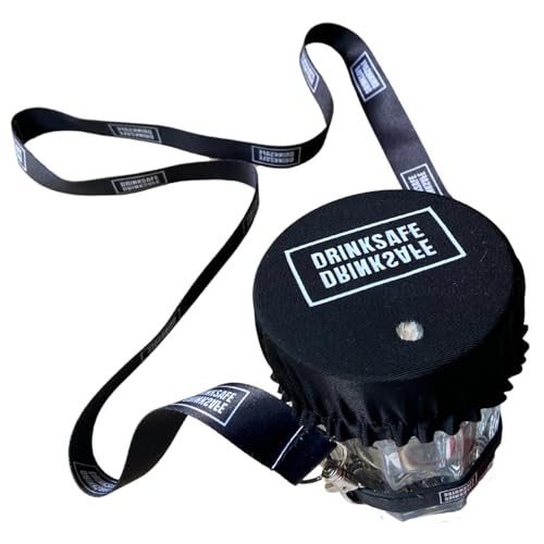 I Porte gobelet,Tour de Cou gobelet protège Verre réutilisable à Souhait, Anti-Renversement pour soirées et Festivals en Toute sécurité I Noir