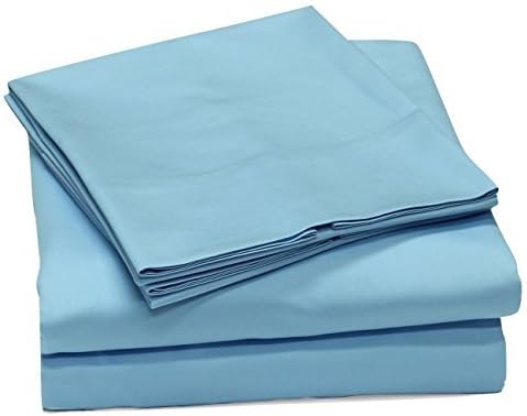 Callista 100% Cotton Sateen Sheet Set 300 Thread Count -King Size, Wrinkle-Free, Fade, Stain Resistant -4 Piece Set -1 Flat Sheet, 1 Fitted Sheet and 2 Pillowcases -Blue