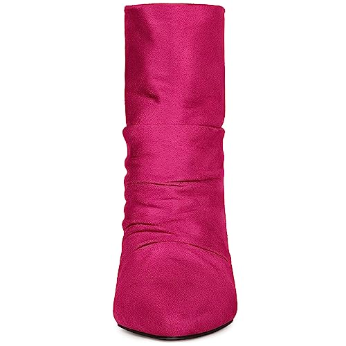 Allegra K Allegra K Women's Pointy Toe Slouched Stiletto Heel Hot Pink Ankle Boots 7 M US