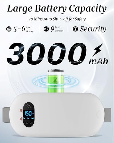 Image of Portable Heating Pad for Cramps, Upgrade Cordless Electric Period Fast Heating Pad for Back Pain Relief Menstrual Belt 6 Heat 6 Massage Modes Gift for Women Girls Her Girlfriend White