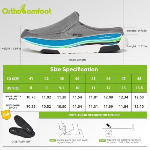 Image of OrthoComfoot Men's Orthopedic Slip-On Loafers Walking Shoes with Arch Support: Casual Plantar Fasciitis Slippers for Flat Feet, Comfortable Orthotic Shoes for Foot and Heel Pain Relief