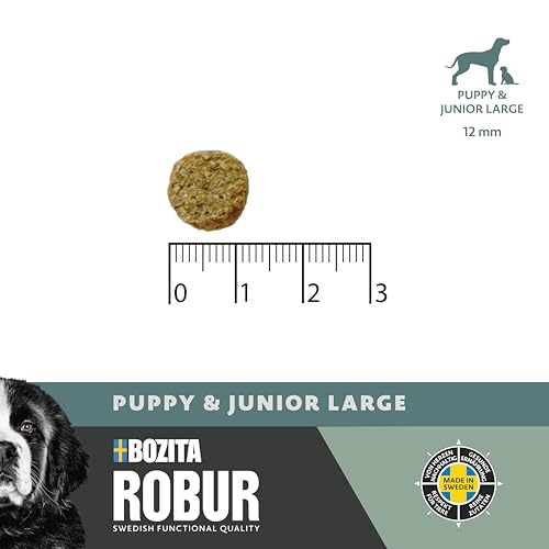 Bozita ROBUR Puppy & Junior XL Huhn 12kg - Welpenfutter Trockenfutter mit hoher Akzeptanz, Postbiotika, ohne Weizen für mittelgroße bis große Rassen und Welpen die eine große Krokette wollen