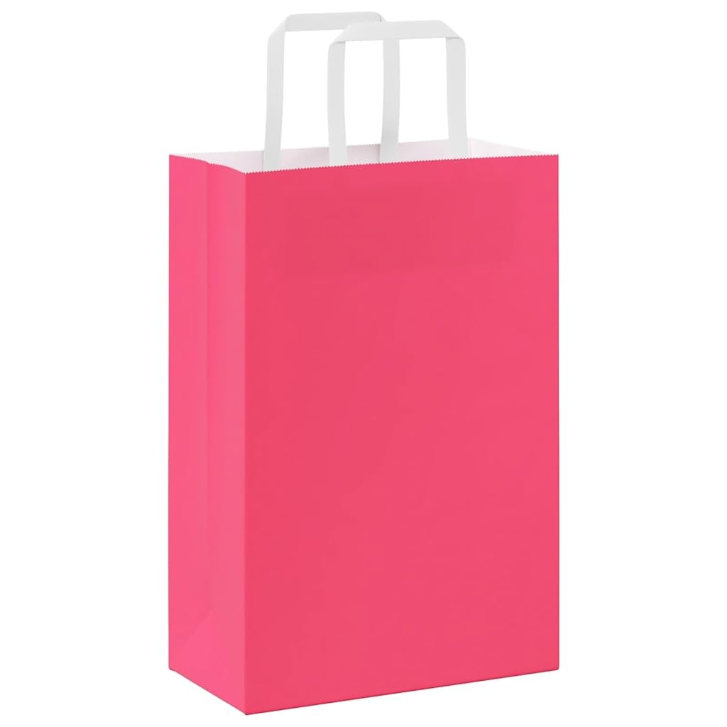 Bolsas de papel 250 piezas con asas rosa 21 x 11 x 31 cm