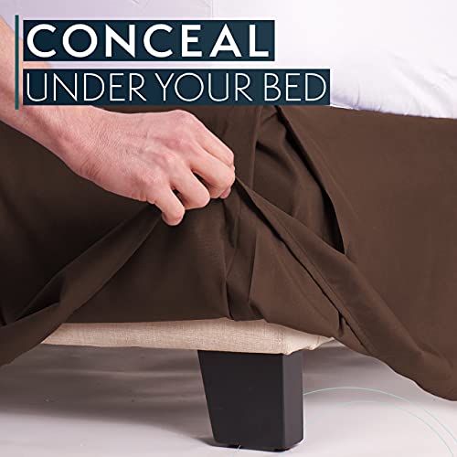 Hc Collection Brown Queen Bed Skirt - Dust Ruffle W/ 14 Inch Drop - Tailored, Wrinkle & Fade Resistant #TOP2