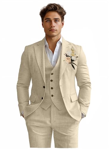 Costume en lin homme anti-chaleur coupe ajustée pour mariage et affaires