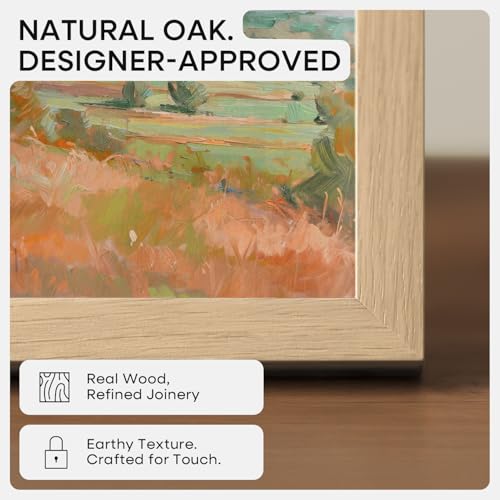 Image of Homeforia Wood Square Frame 14x14, High End Natural Oak 14 x 14 Light Wooden Picture Frames with Mat 12 by 12 inch Photo, 14by14 Poster Frames Matted to 12x12 Print, Tempered Glass, Wall Kit, Set of 3